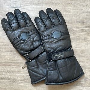 Harley Davidson Vintage Gauntlet Motorcycle Riding Gloves Black Leather Size XL